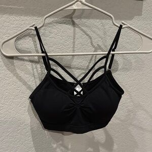 Black Strappy Bra with Crisscross Design